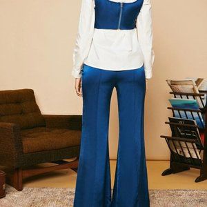 Blue Satin Pants set